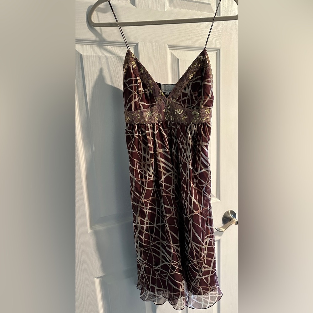 Miguelina burgundy and gold Dress